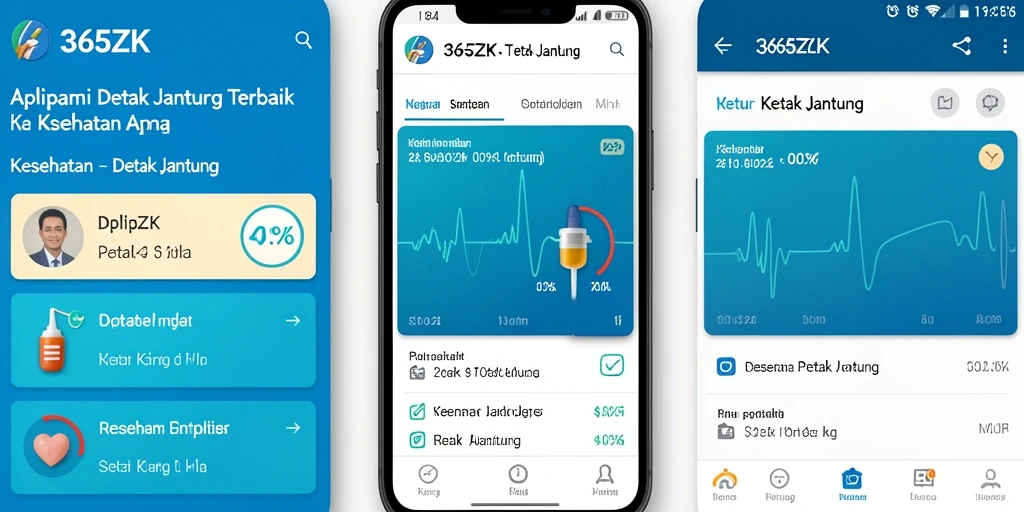 Antarmuka aplikasi 365ZK yang menampilkan grafik detak jantung.
