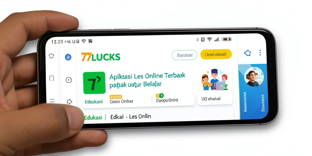 Tampilan aplikasi 77LUCKS dengan fitur Les Online yang menarik.