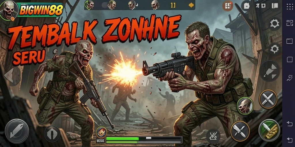 Tampilan antarmuka BIGWIN88 dengan fitur Tembak Zombie yang menarik.