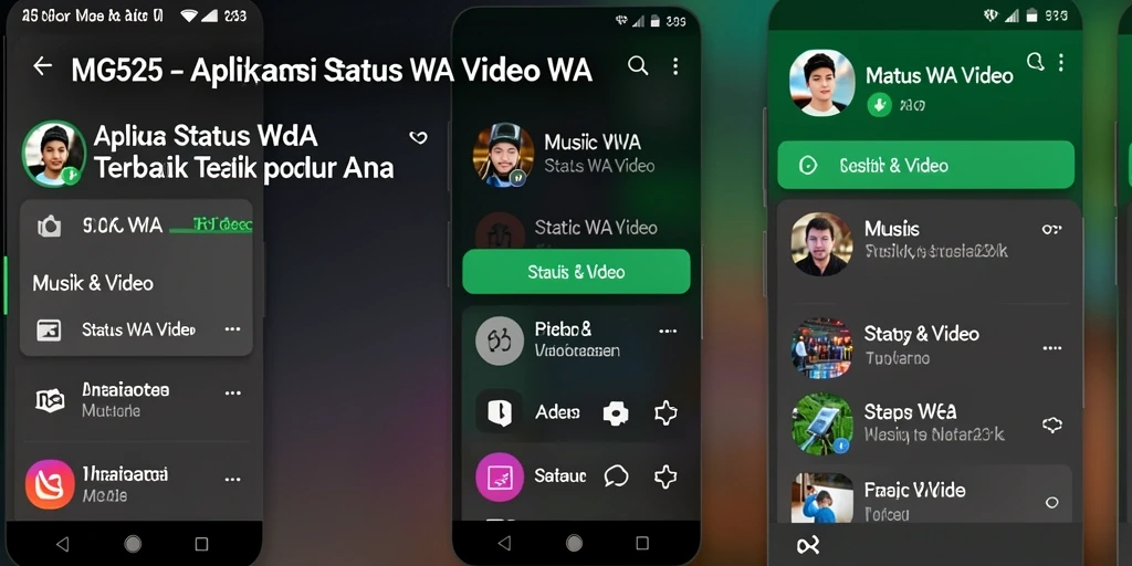 Antarmuka aplikasi MG525 untuk Status WA Video yang menarik.